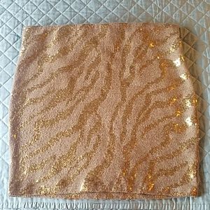 Gold sequin skirt with animal print detail